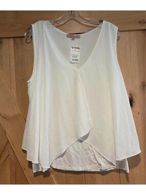 New! Green Envelope Casual Couture Womens XL White Summer Layered Tank Flowy